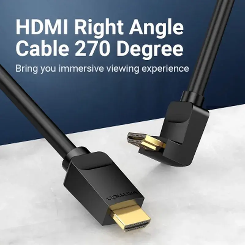 Кабель мультимедійний HDMI M to HDMI M 3.0m 4K60Hz 90° corner black Vention (AAQBI) - фото 7