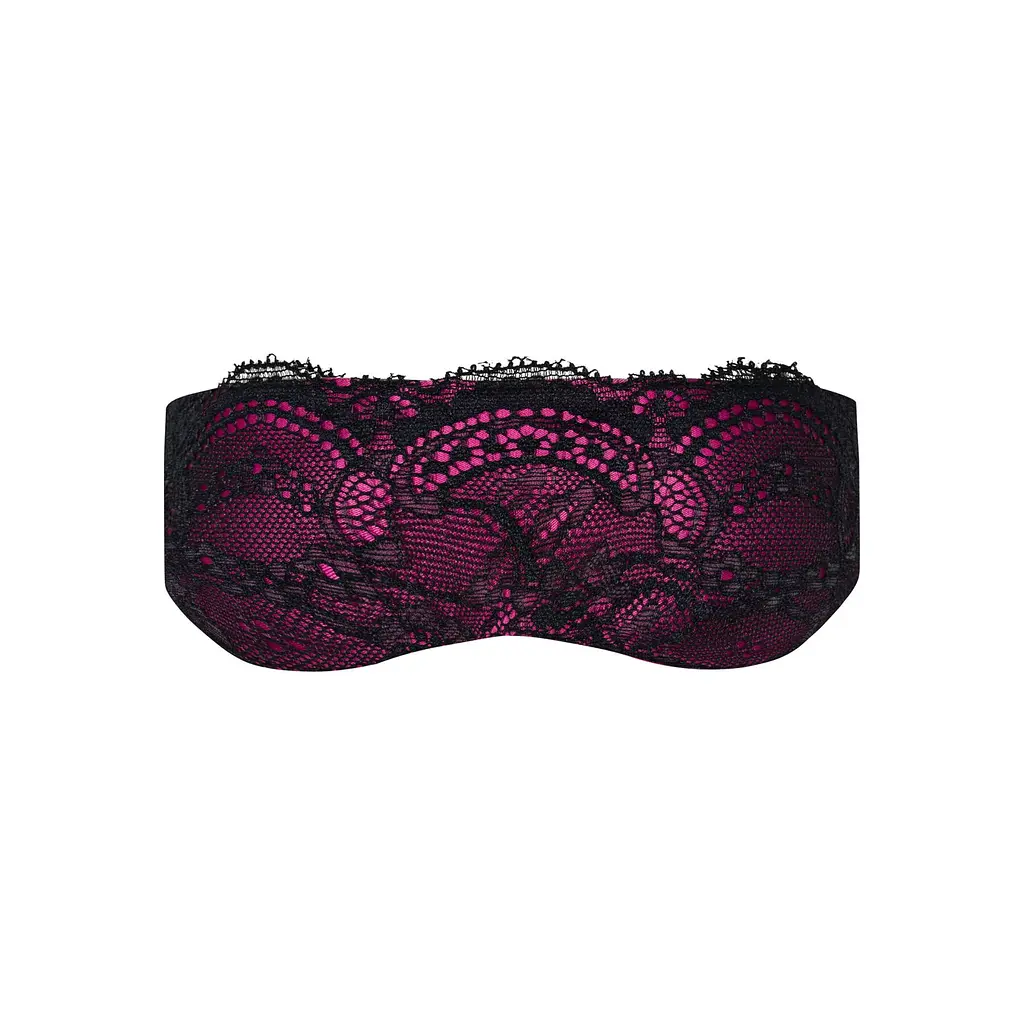 Атласна маска Obsessive Roseberry mask, pink, прикрашена мереживом, для сну - фото 2