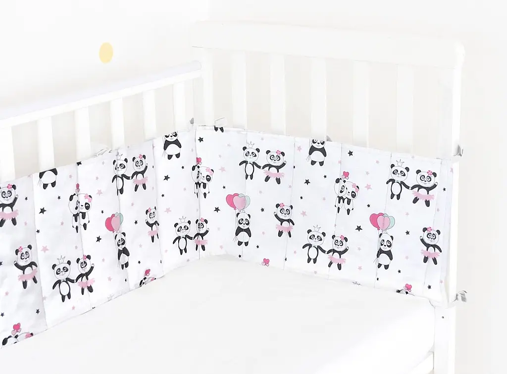 Бортики в детскую кроватку 30x120 ROSE PANDA, розовый (WeltBed_PandaLoveRose_30x120) - фото 2