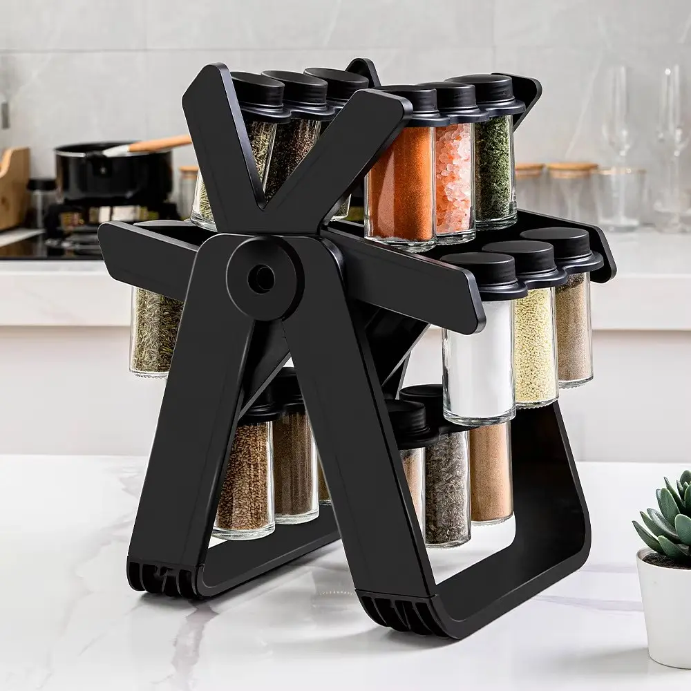 Карусель для спецій 360° Spice Rack на 18 баночок · Кухонний органайзер – спецівниця на підставці, що обертається.