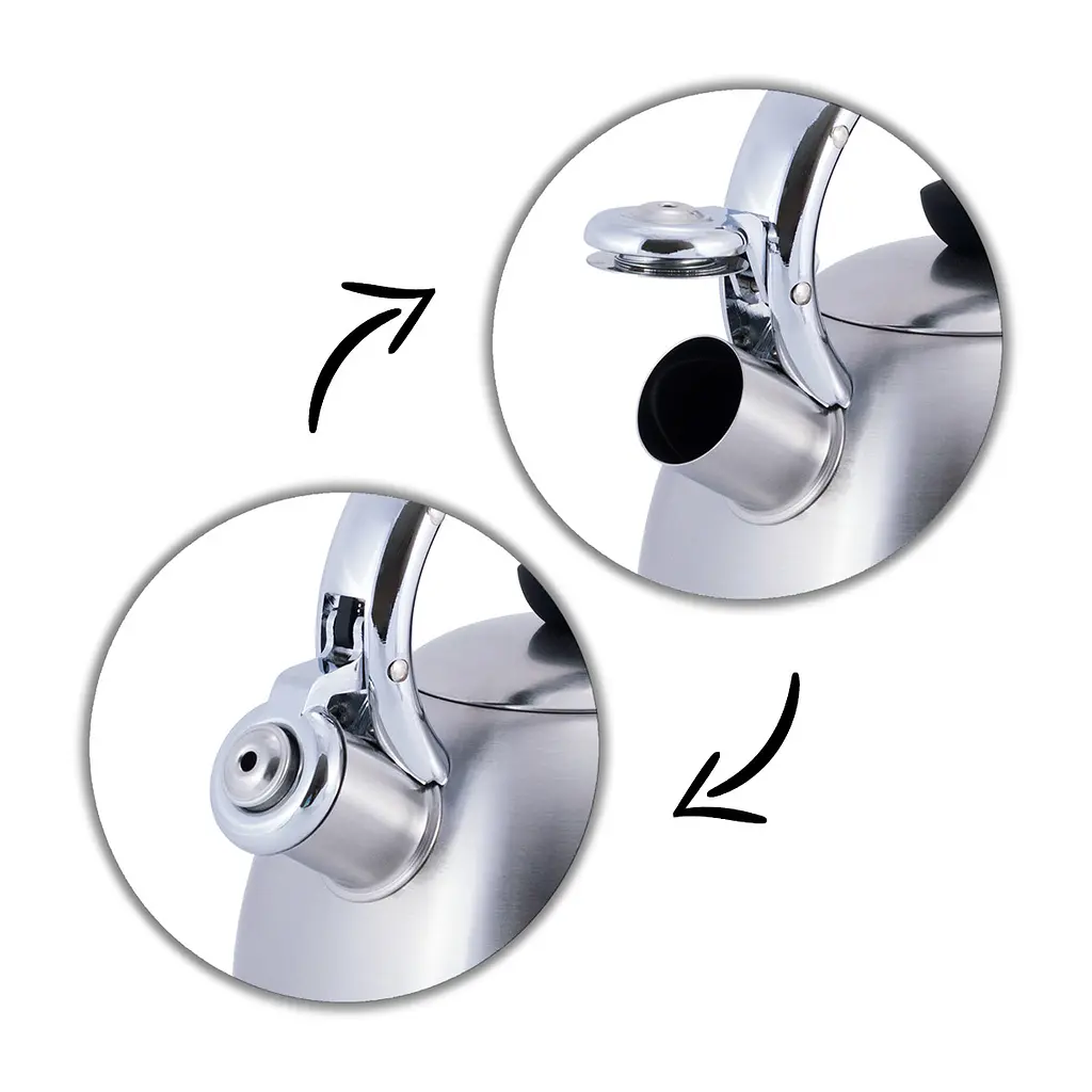 Чайник Kamille, зі свистком та чорною бакелітовою ручкою, нержавіюча сталь, 2 л (KM-0694BN) - фото 3