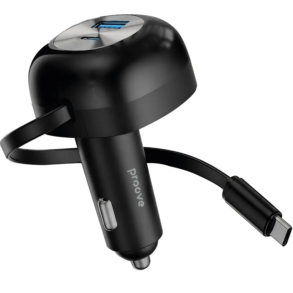 АЗП Proove Pulsar 65W (Type-C + USB) + Retractable Type-C Cable