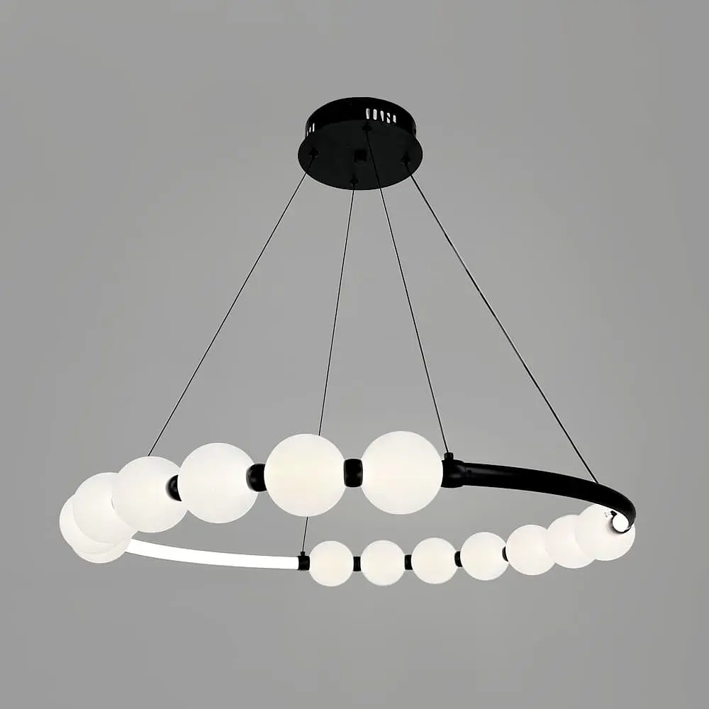 Черная люстра Nordic Pearl с плафонами жемчужинами Ø 80 см | Line F | Ст. SG33-800 BK - фото 6