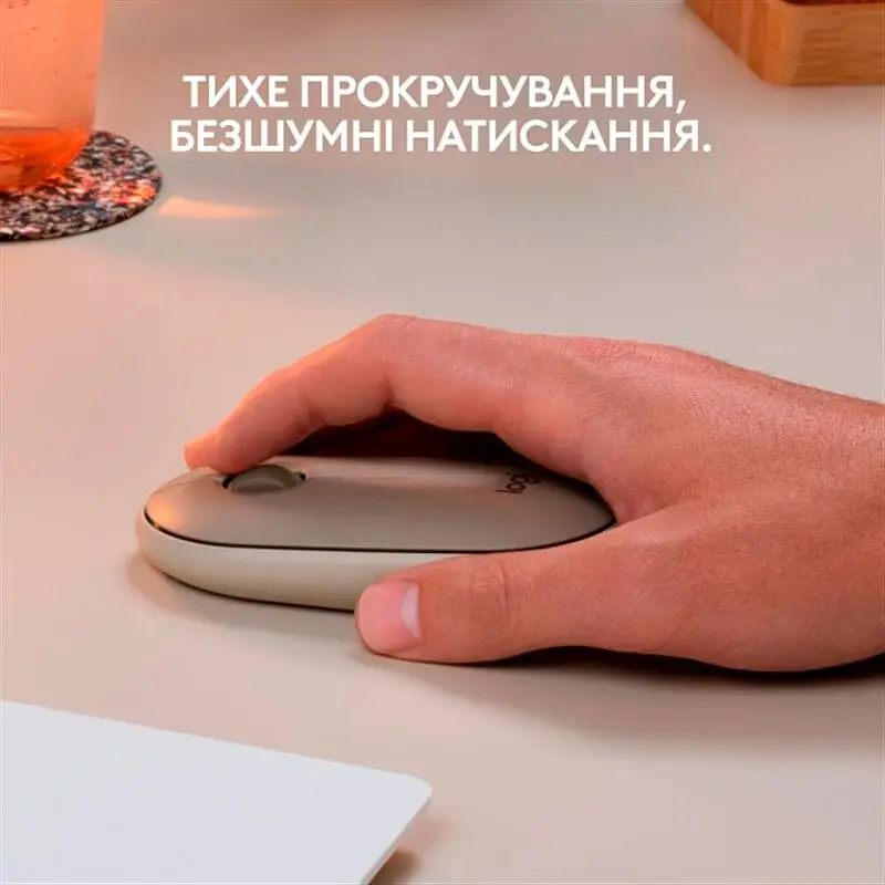 Миша комп'ютерна Logitech Pebble M350 Wireless Sand (910-006751, 910-006665) - фото 7