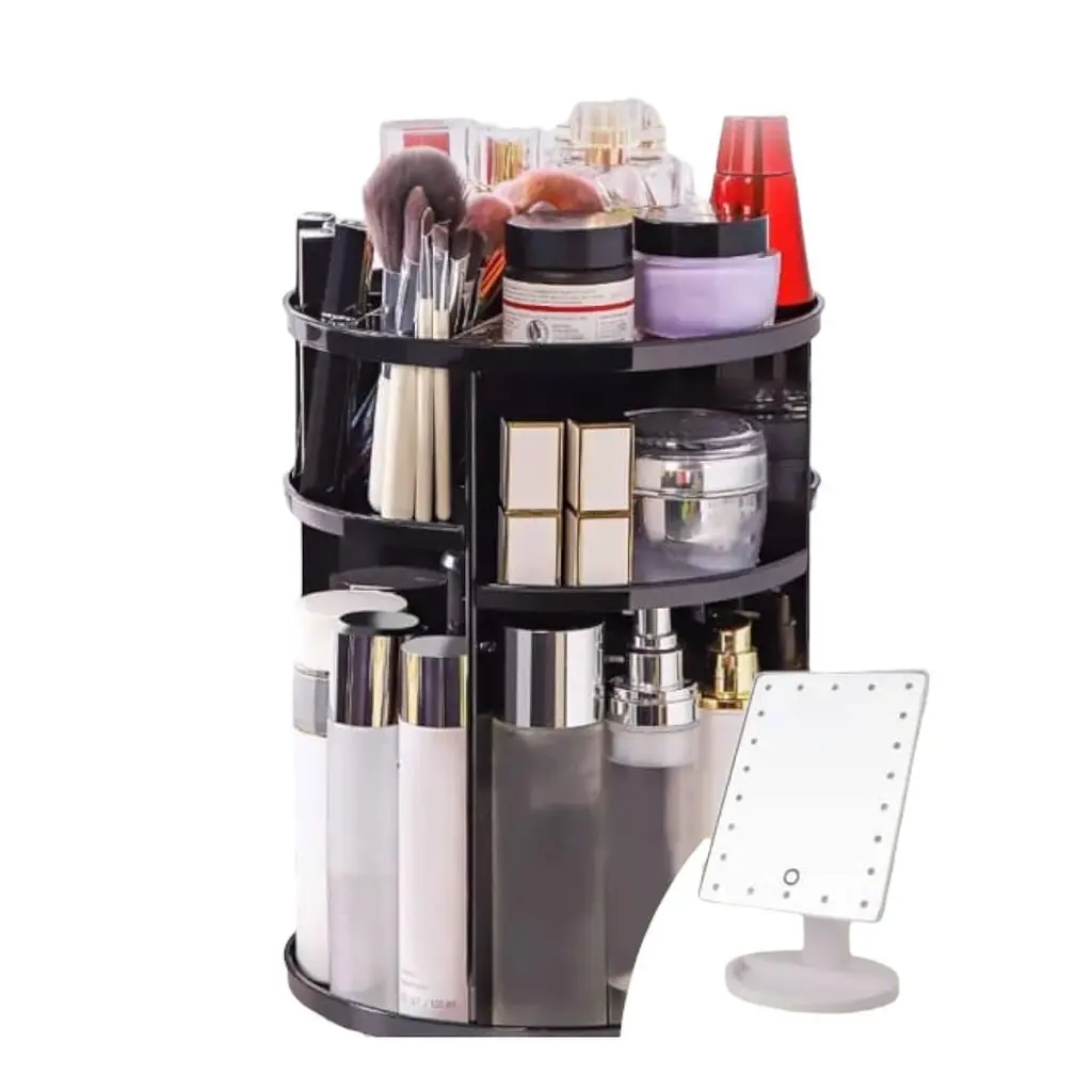Органайзер для косметики Cosmetic Box 360 + Дзеркало з LED-підсвіткою - фото 2