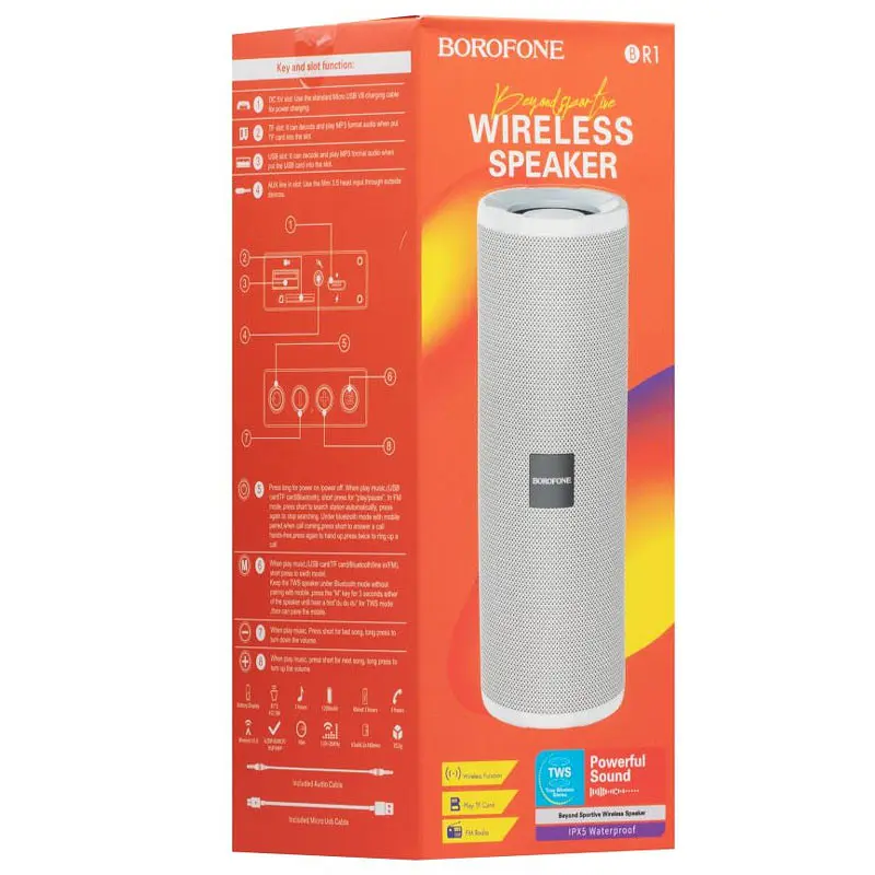 Bluetooth Колонка Borofone BR1 Grey - фото 4