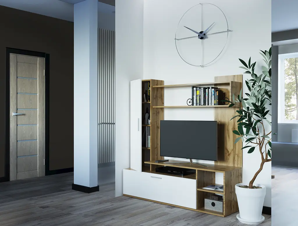 Стінка в вітальню Doros Кона Тахо / Білий 151х40х147 см (44900064) - фото 4