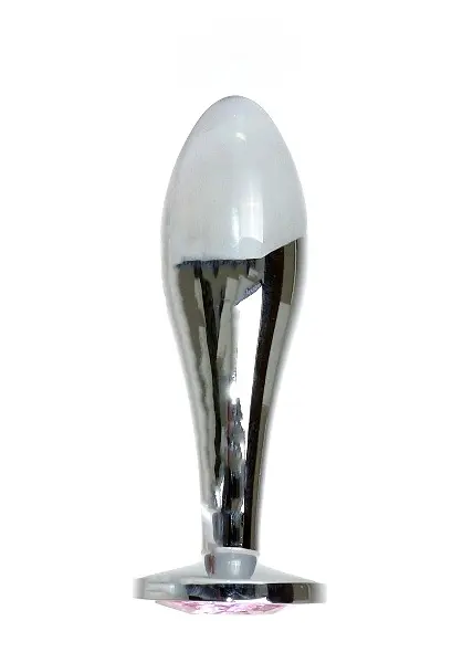 Анальная пробка Jewellery Silver Plug Clear M 9.2 см (розовый) - фото 1