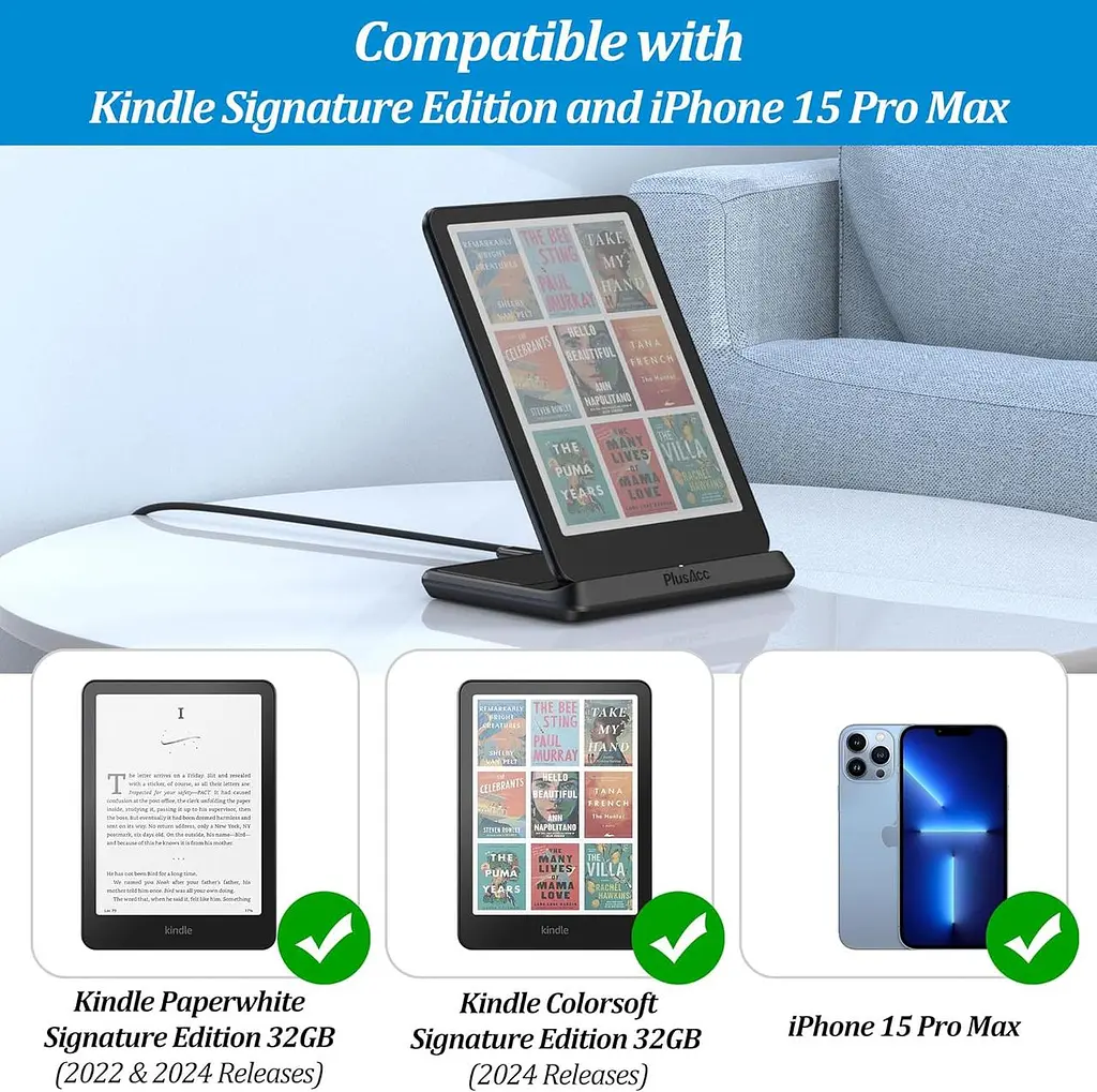 Складана бездротова зарядна станція для Kindle Paperwhite Signature та iPhone 13 Pro Max - фото 6