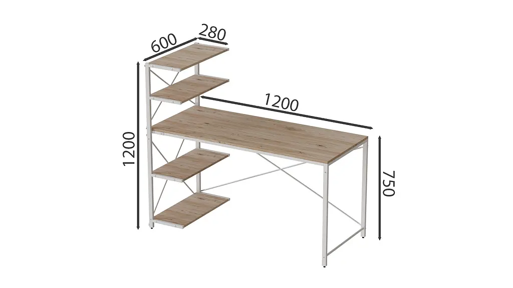 Комп'ютерний стіл Джек 75x120x60 Білий ДСП Дуб Сан-Марино FRD-104387 - фото 4