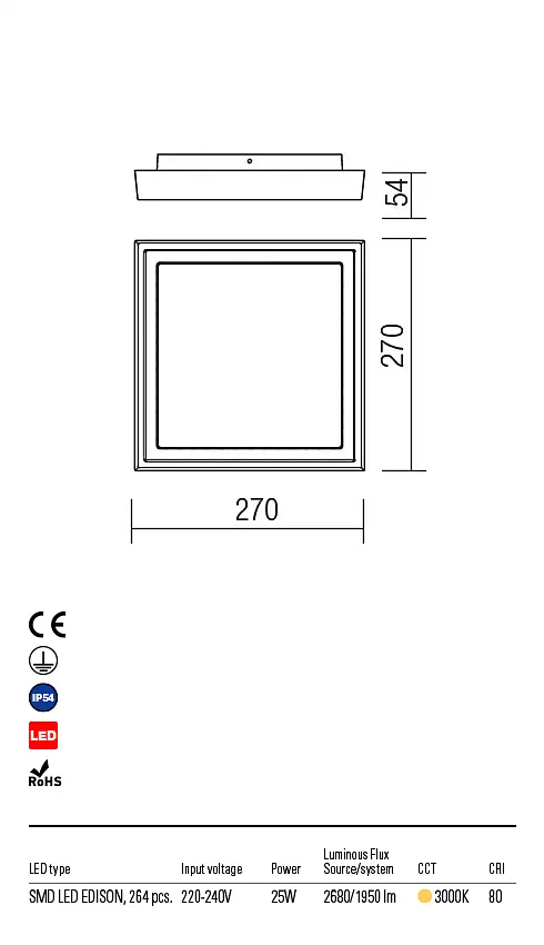 Стельовий світильник BEZEL PL M LED 25W IP54 DB 3000K (SQ) (5.1.2) Redo 9188 - фото 3