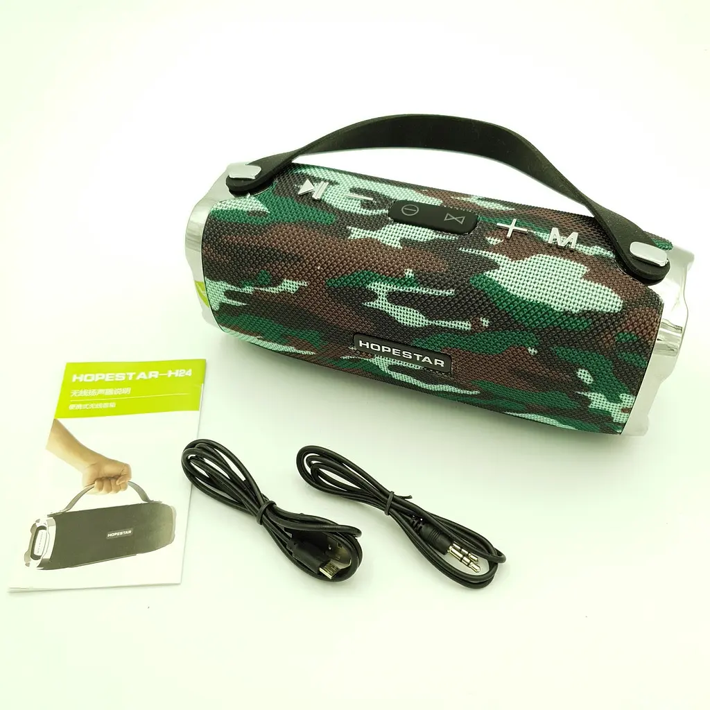 Бездротова акумуляторна колонка Bluetooth акустика FM MP3 AUX USB Hopestar H24 камуфляжна - фото 2