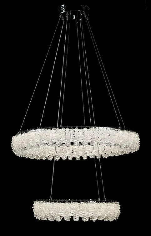 Двоярусна підвісна кришталева люстра L33038/600+400/2 LED (CH) - хром, 182 Вт, діаметр 60 см, від 16 до 25 м2 - фото 5