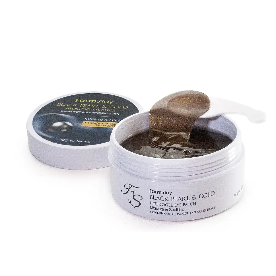 Гидрогелевые патчи с черным жемчугом и золотом Black Pearl and Gold Hydrogel Eye Patch FarmStay 60 шт - фото 2
