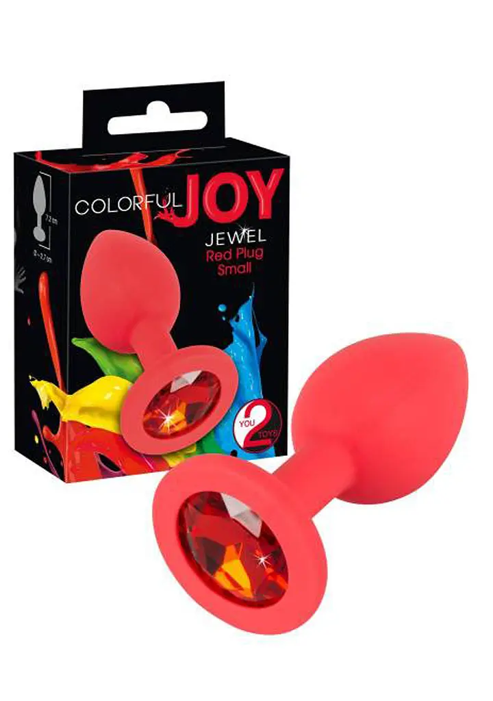 Анальна пробка з кристалом Colorful Joy Jewel Red Plug Small 7.2 см (червоний) - фото 2