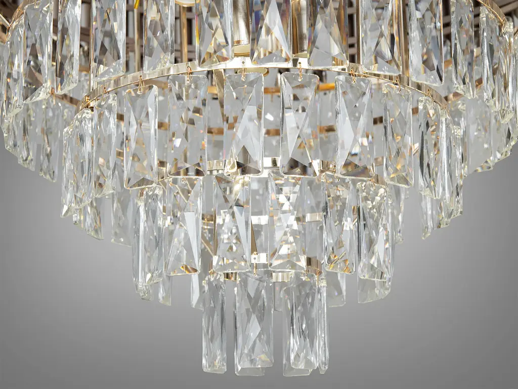 Люстра стельова кришталева Diasha 9001-750CF+SGD 15 E14, металевий каркас, висота 95 см, діаметр 73 см, сучасний стиль для зали - фото 5