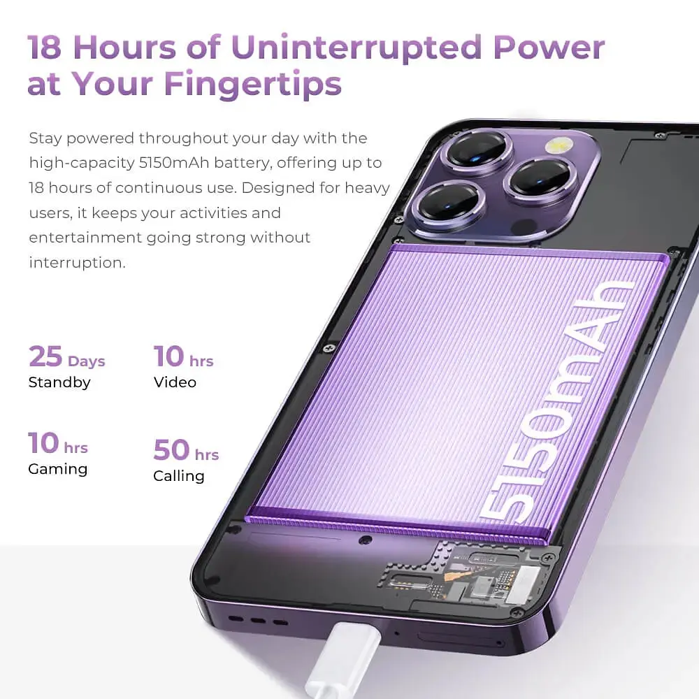 Смартфон Oukitel P1 6.7" HD /8GB/256GB/ G99 /5150mAh/ 50+32Мп / Purple - фото 4