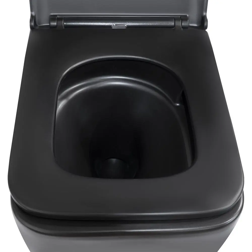 Унитаз подвесной Qtap Gemini безободковый с сиденьем Soft-close QT2533076EUQMB, Черный матовый - фото 7