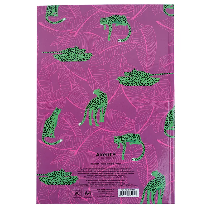 Книга записна Axent Leopard A4 в клітинку 96 аркушів рожева (8422-555-A) - фото 4