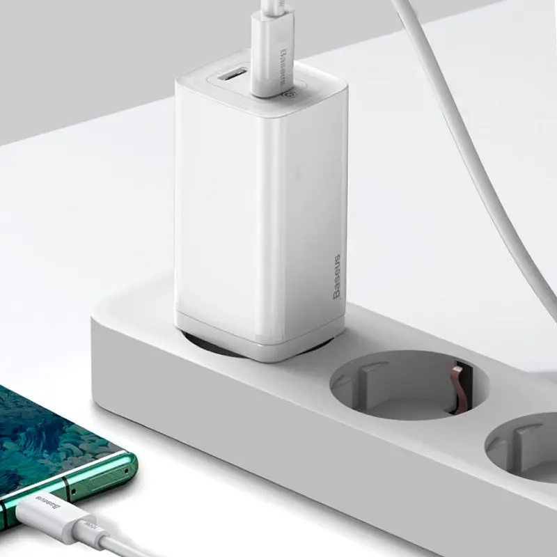 Мережевий зарядний пристрій Baseus GaN Lite 2Type-C 65W CCGAN2L-E02 White - фото 5