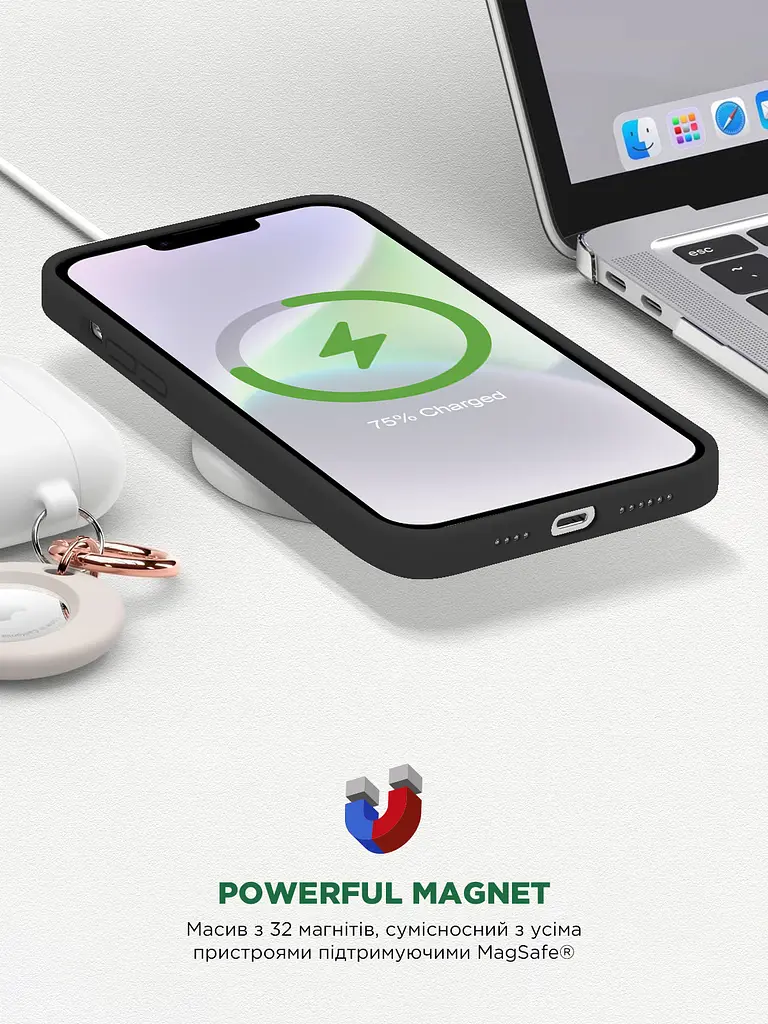 Силиконовый чехол с MagSafe для Apple iPhone 14, ICON2 MagCase, черный, противоударный, панель с мягкой подкладкой, защита всего корпуса, поддержка беспроводной зарядки, совместим с защитными стеклами и пленками, ArmorStandart (ARM68389) - фото 9