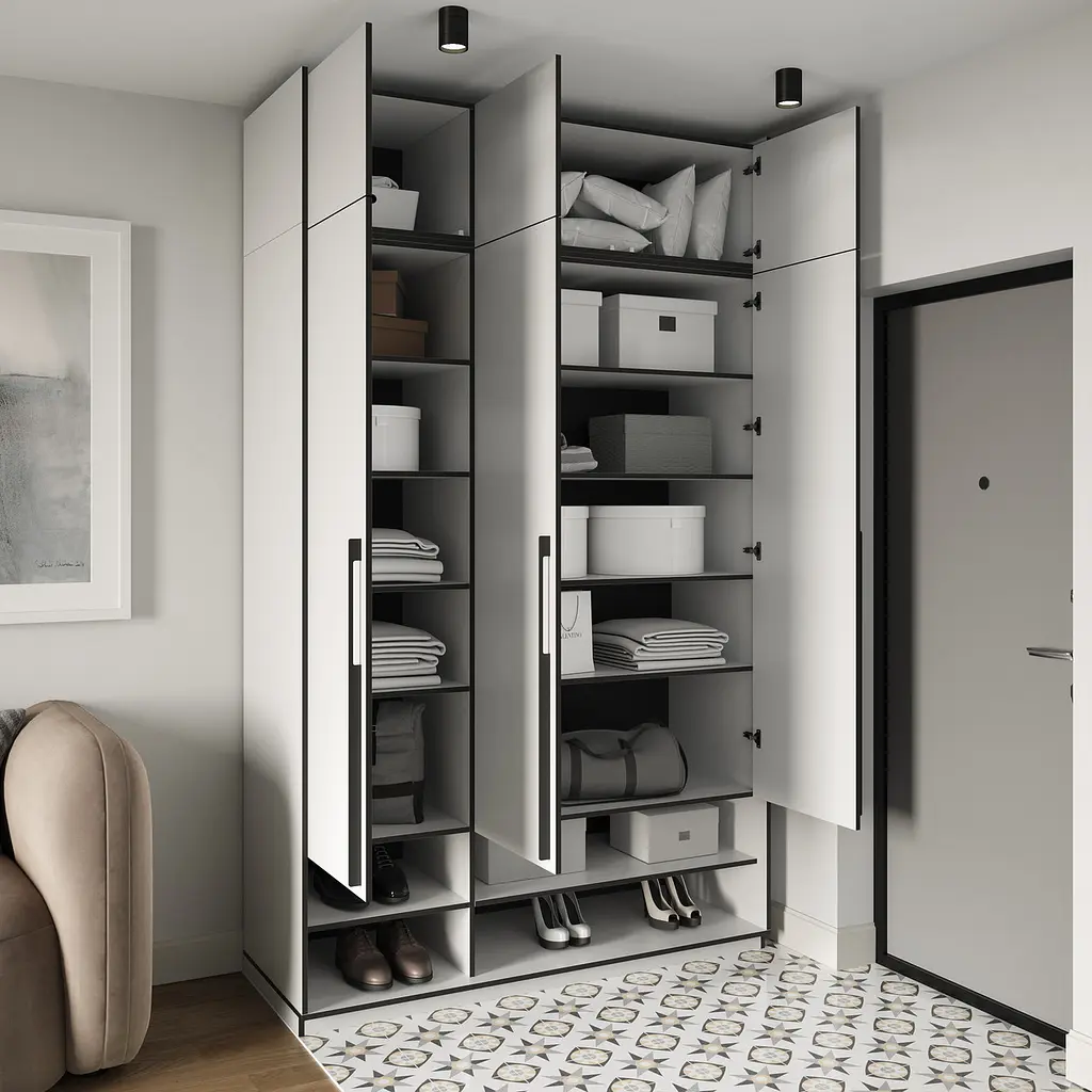 Шафа для одягу Flamecame з поличками на 3 двері у передпокій FR-05 Бетон Темний - фото 4