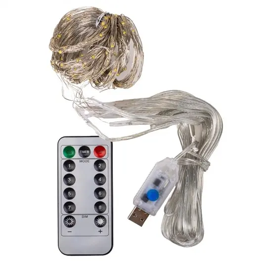 Гірлянда штора від USB  різнобарвний RGB 3х3 м USB 300 LED з пультом ниток (ліній) 10 шт. - фото 3