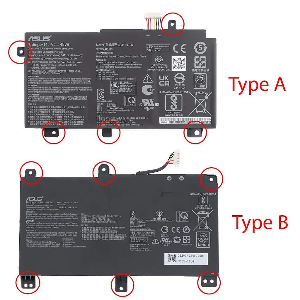 Акумулятор для Asus FX80 FX86 FX504 FX505 TUF504 TUF505, 11.4V 3900 mAh, B31N1726, Тип A - фото 3