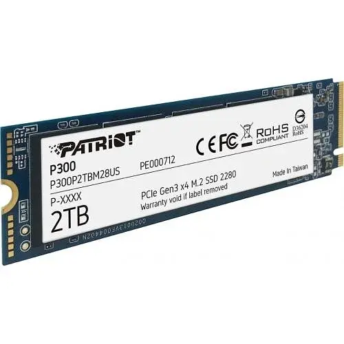 Твердотільний накопичувач SSD Patriot 2Tb, P300, PCI-E 3.0 x4, M.2 2280, 3D TLC, 2100/1650 МБ/с teh0019839 - фото 2