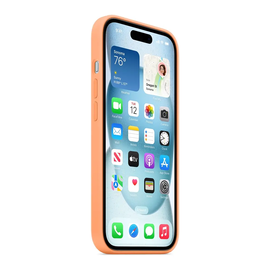 Чехол для мобильного телефона Apple iPhone 15 Silicone Case with MagSafe Orange Sorbet (MT0W3ZM/A) - фото 7