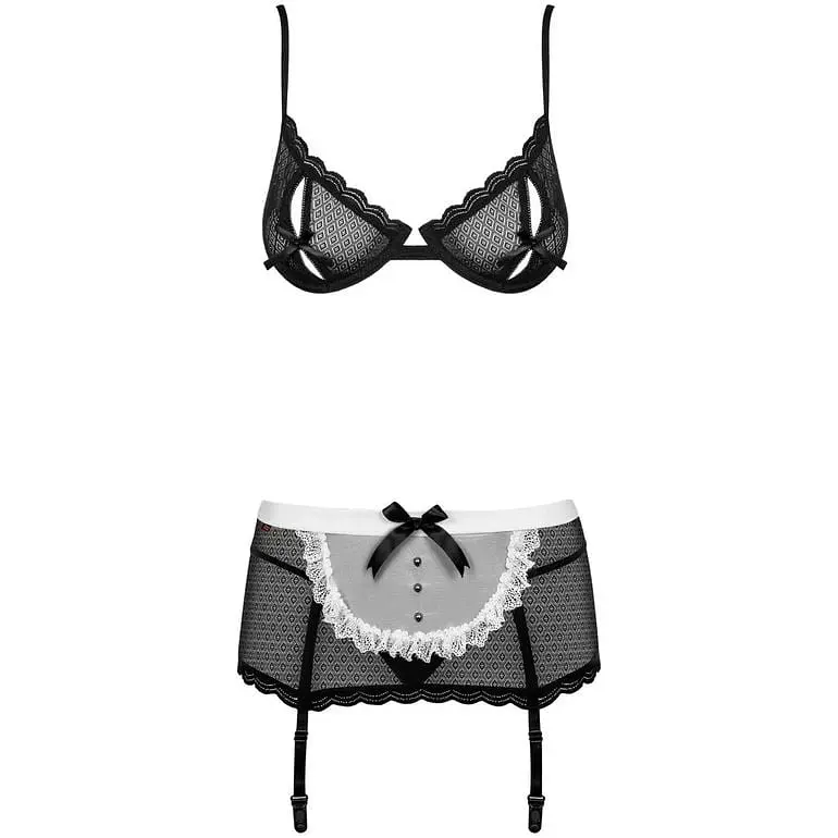 Эротический костюм горничной Obsessive Maidme Set 5pcs L/XL - фото 5