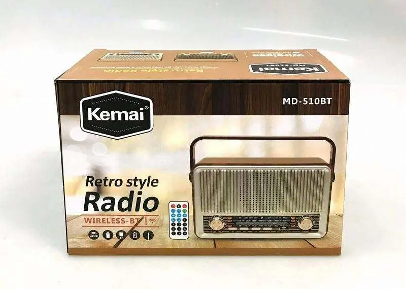 Радіоприймач акумуляторний портативний Bluetooth з пультом радіо акустика USB Retro Radio Kemai MD-510BT - фото 5
