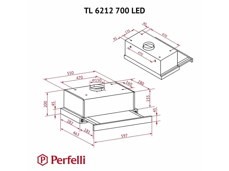 Витяжка Perfelli TL 6212 BL 700 LED - фото 11