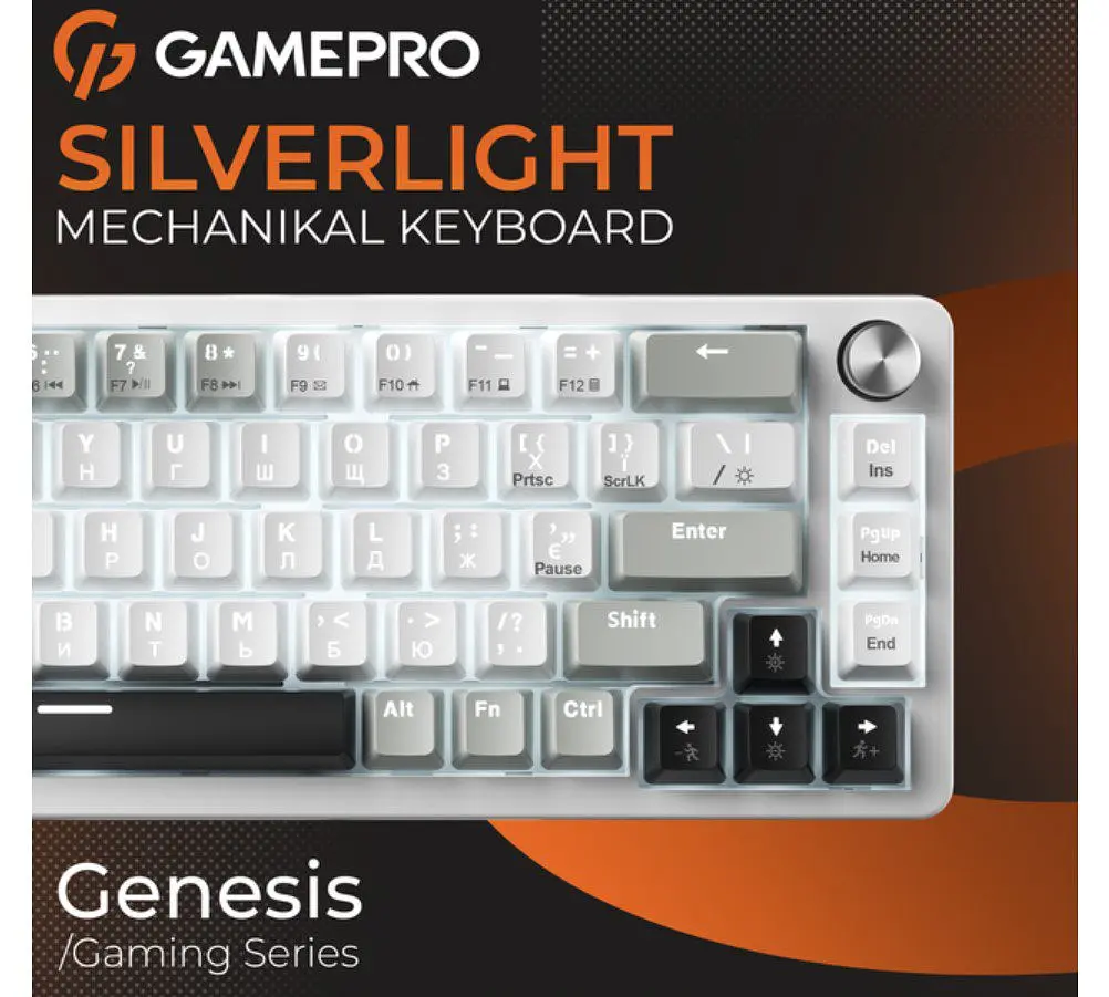 Клавіатура ігрова механічна GamePro GPMK-116 Genesis Silver light USB Red Swich Hot-Swap N-KRO Grey - фото 3