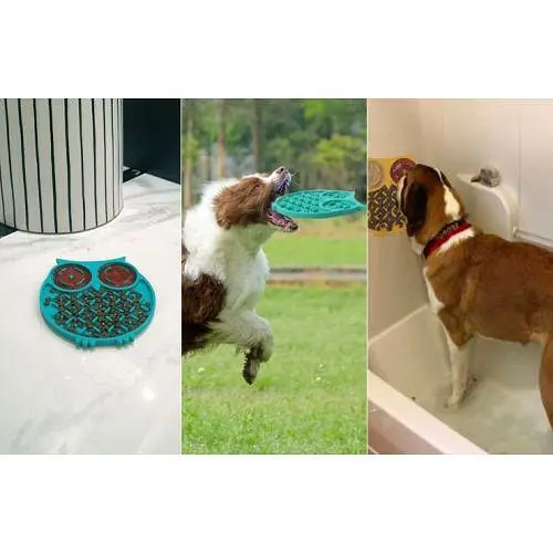 Килимок-годівниця WahoPet licky mat сова силіконовий, жовтий - фото 2