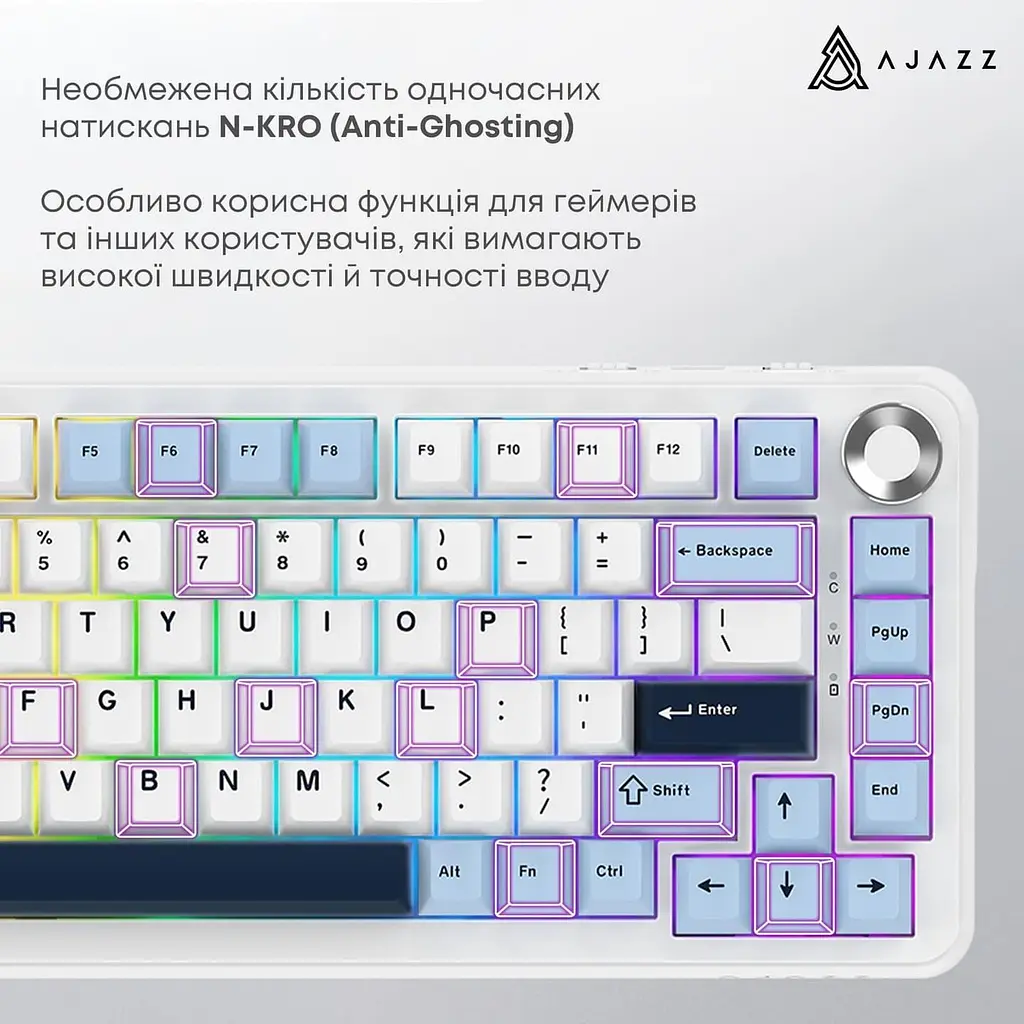 Клавіатура Ajazz AK820 MAX PLUS Daydream Switch Blue White Dark Blue 3 (AK820MAX-DD-BWD) - фото 10
