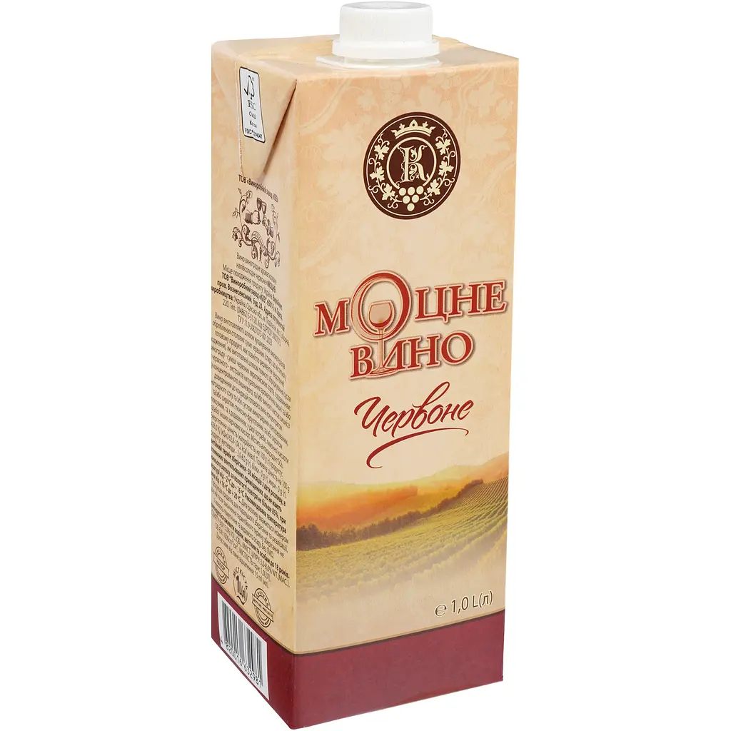 Уцінка. Вино КВЗ мОцне напівсолодке червоне 1 л 15 %