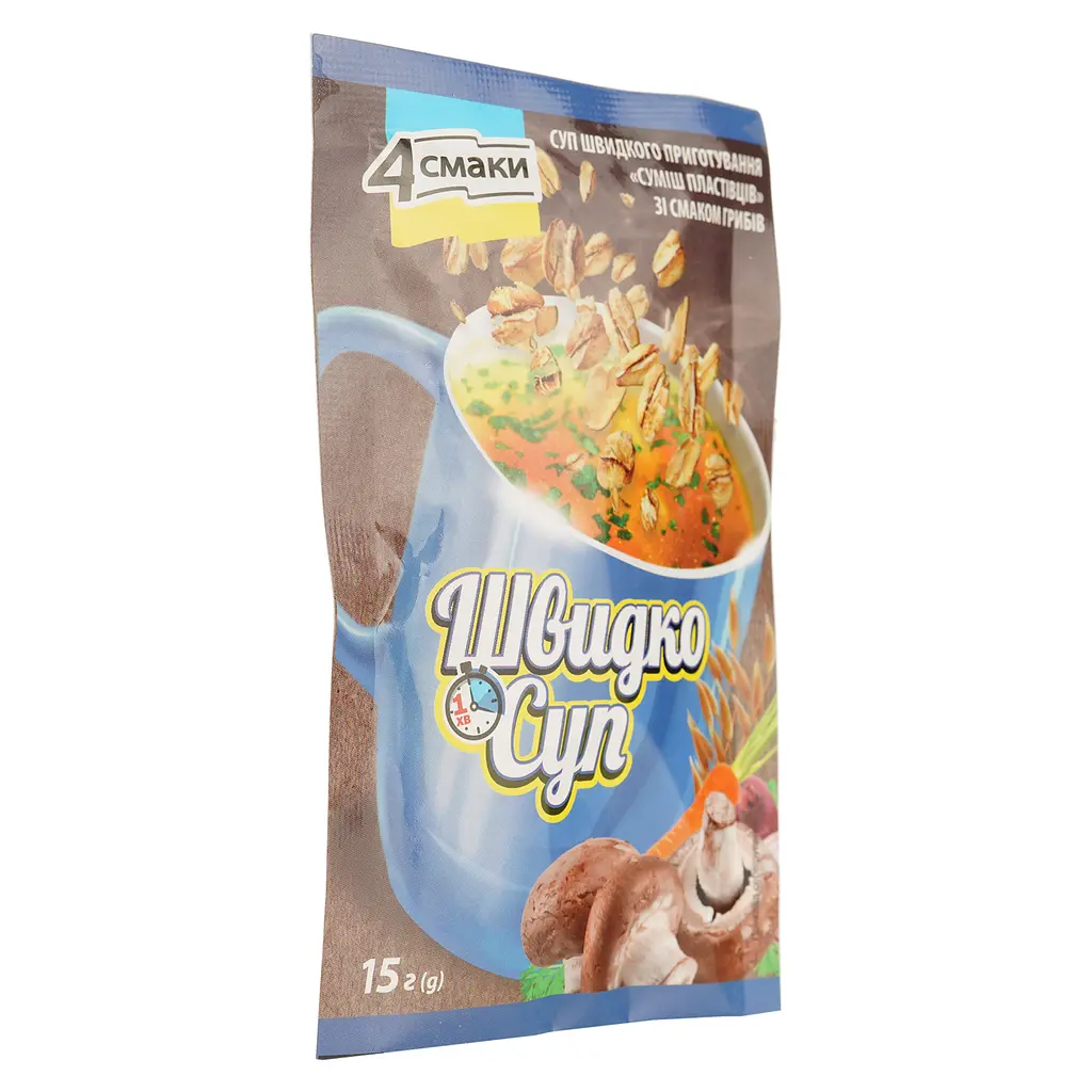 Суп быстрого приготовления 4 смаки смесь хлопьев со вкусом грибов 15 г (904966) - фото 2