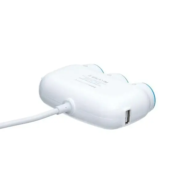 Трійник у прикурювач HOCO C1 (3 порти + 2USB/5V/3.1A) White - фото 2