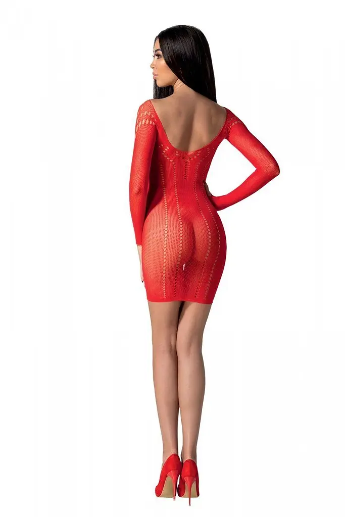 Напівпрозора мінісукня Passion BS101 One Size, red, рукави-мітенки - фото 2