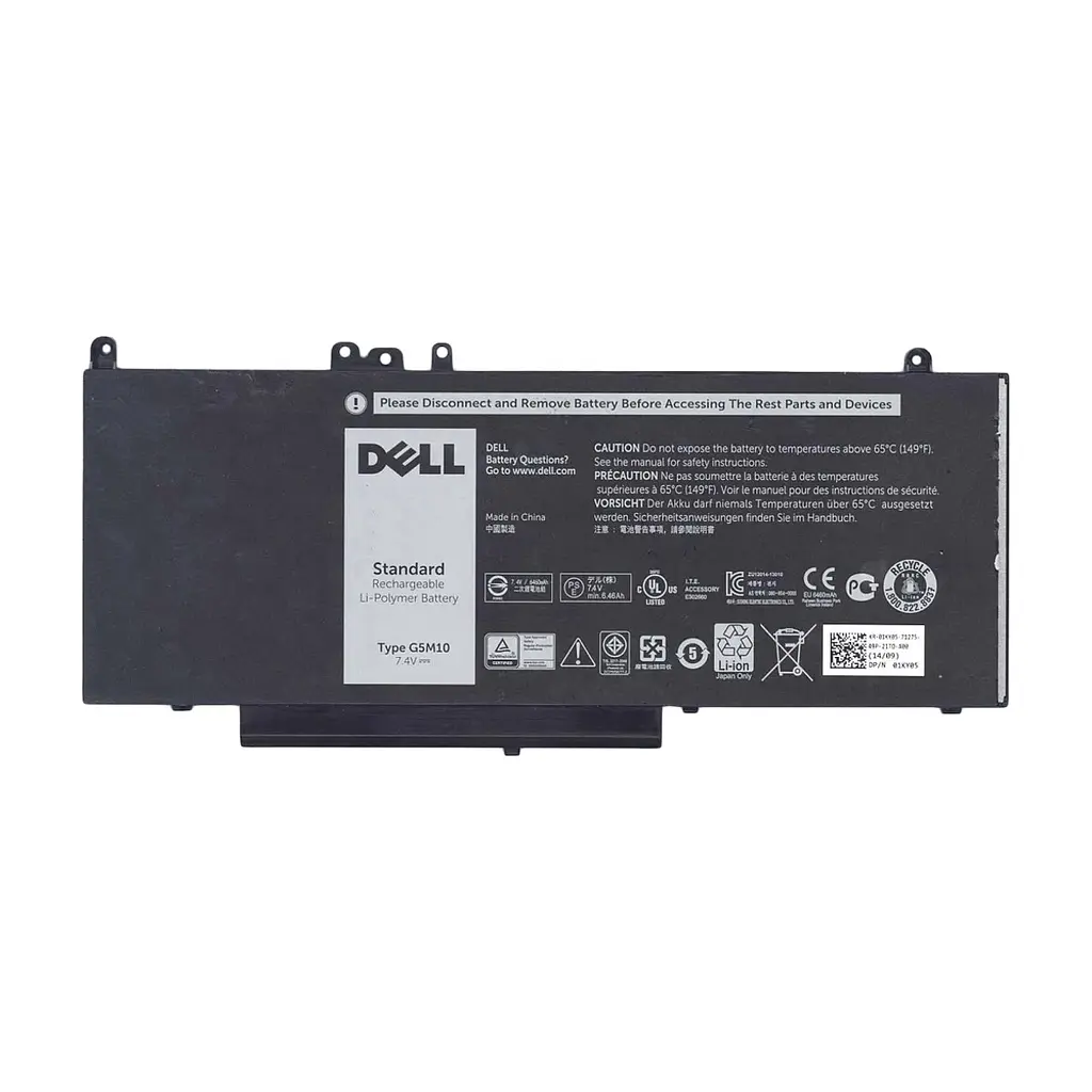 Акумулятор до ноутбука Dell Latitude E5550 G5M10, 43Wh (5800mAh), 4cell, 7.4V, Li-Pol AlSoft (A71172)