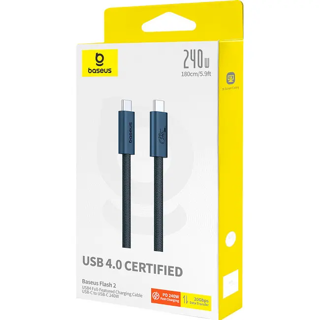 Кабель Baseus Flash Series Ⅱ USB4 Full-Featured Charging Cable Type-C to Type-C 240W 1m P10311803111-00 Black - фото 6