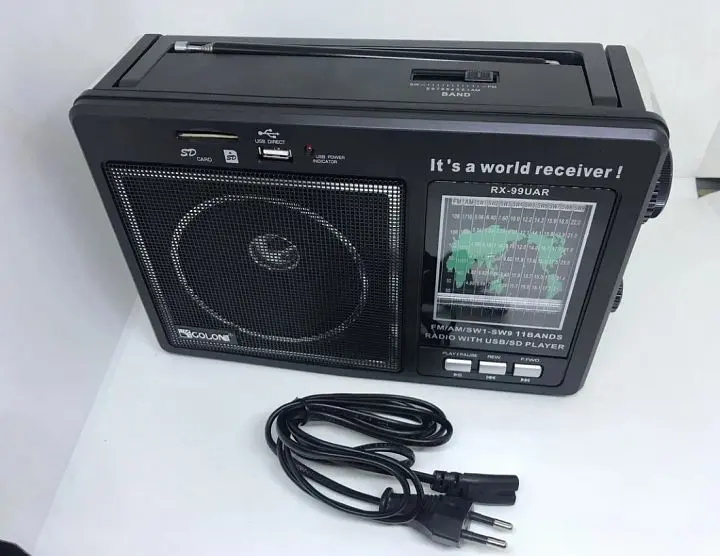 Радіоприймач акумуляторний всехвильовий працює від мережі 220V та батарейок 4*R20 MP3 USB FM 88-108MHz радіо Golon RX-99UAR - фото 7