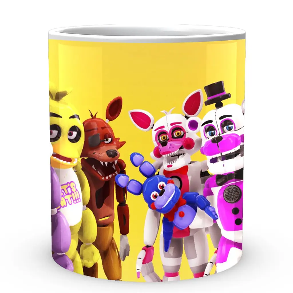 Кружка GeekLand Five Nights At Freddys Пять ночей с Фредди Аниматроники желтая фон FN.02.393 330 мл белая - фото 2