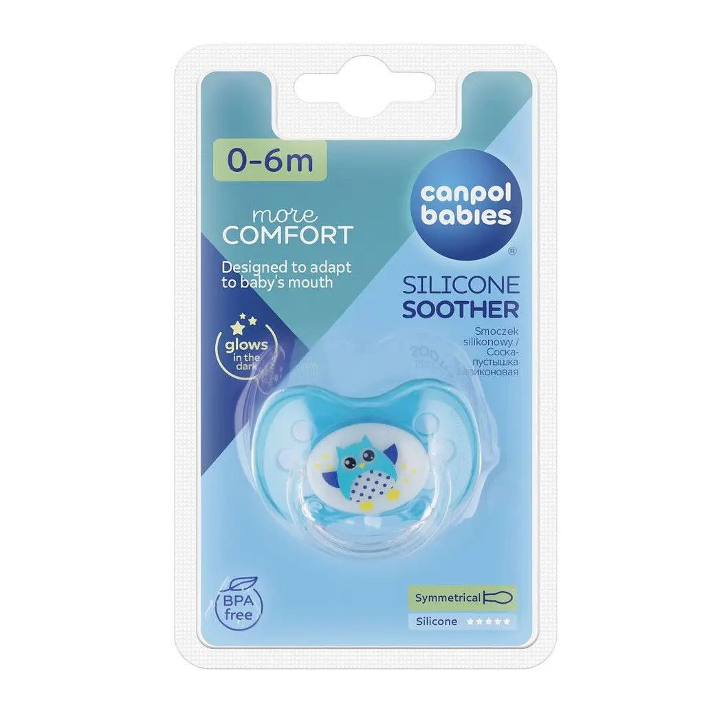 Силіконова симетрична пустушка Canpol babies Сови 0-6 місяців блакитна (22/568) - фото 3