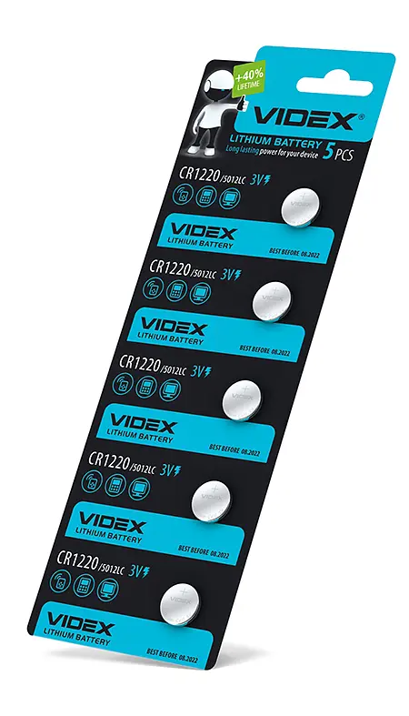 Батарейка літієва Videx CR1220 5шт BLISTER CARD VIDEX (23429-000) - фото 2