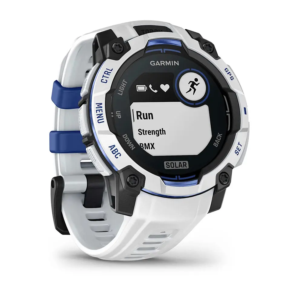 Смарт-годинник Garmin Instinct 3 45 мм Solar Whitestone/Bolt Blue (біло-синій) - фото 3