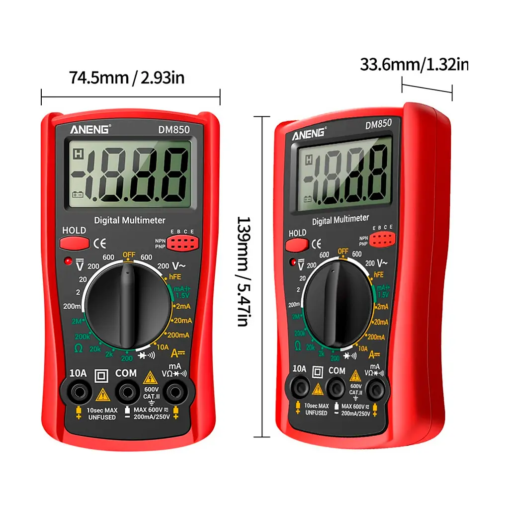 Цифровий мультиметр ANENG DM850, V, A, R, функція hFE (AN-DM850) - фото 4