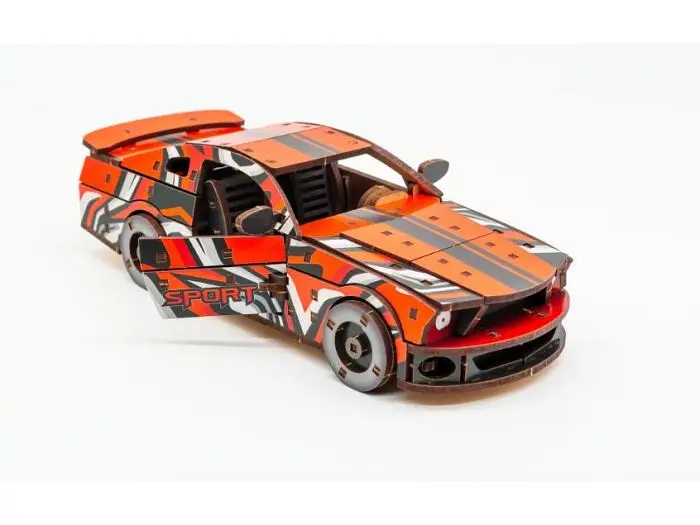 Дерев'яний 3D конструктор Muscle car GT, Puzzleоk (Puz-00641), 162 дет. (червона) - фото 7