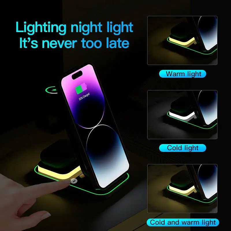 Зарядка Qi 4in1 Magnetic Wireless Charger A8 XYJ |Phone, Apple Watch, AirPods| - фото 3